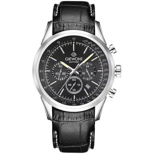 Zegarek Męski Giewont Chronograph Sapphire Srebrno Czarny GW7650-A2
