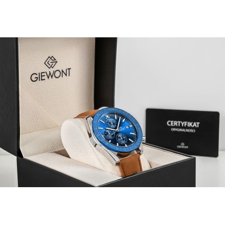 Zegarek Męski Giewont Chronograph Sapphire Brązowo Niebieski GW8720-A2