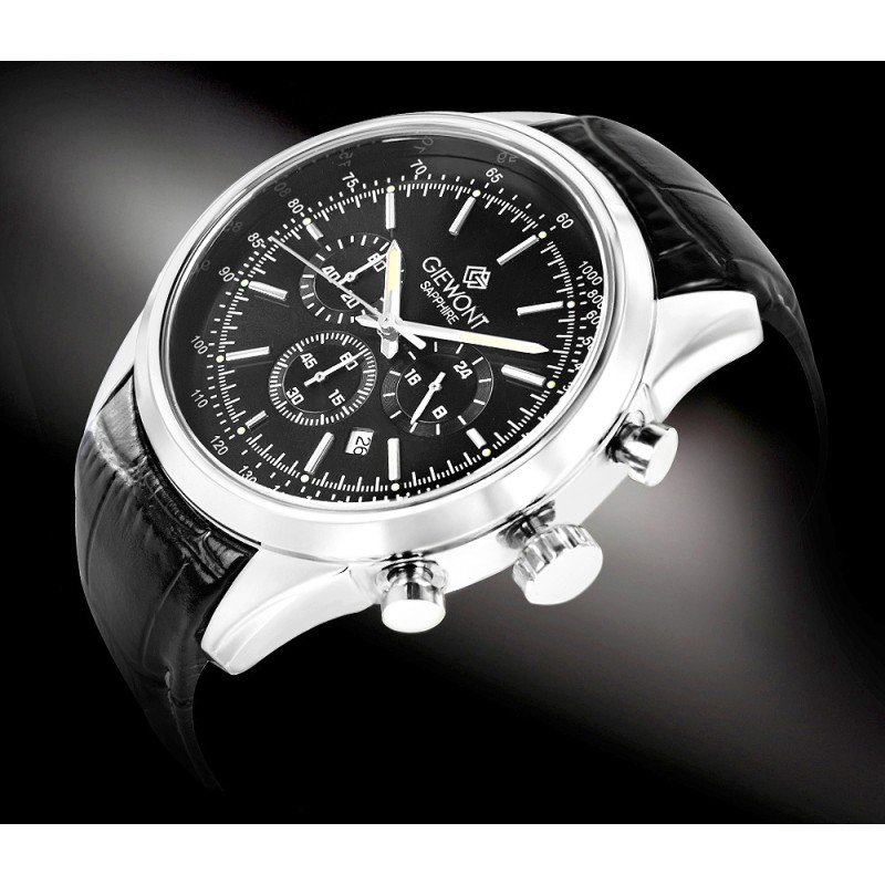 Zegarek Męski Giewont Chronograph Sapphire Srebrno Czarny GW7650-A2