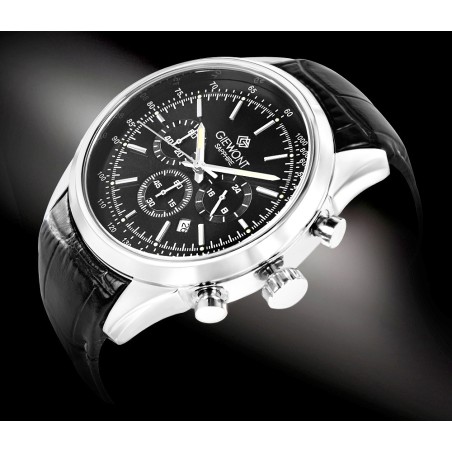 Zegarek Męski Giewont Chronograph Sapphire Srebrno Czarny GW7650-A2