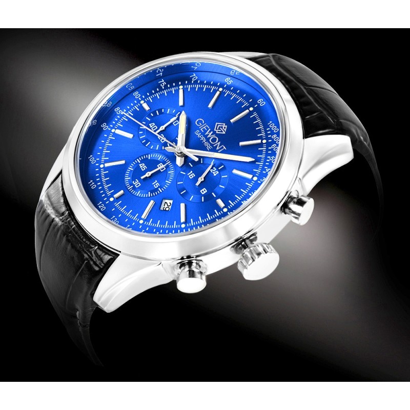 Zegarek Męski Giewont Chronograph Sapphire Srebrno Niebieski GW7650-A3