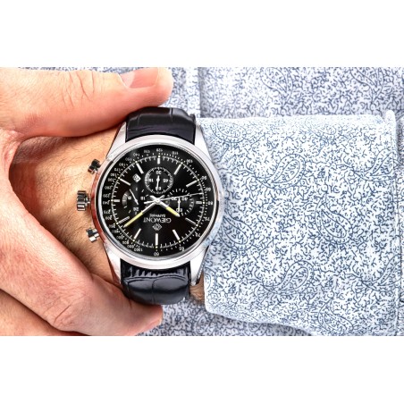 Zegarek Męski Giewont Chronograph Sapphire Srebrno Czarny GW7650-A2