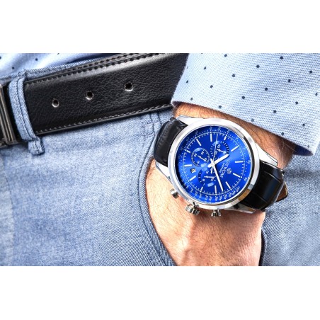 Zegarek Męski Giewont Chronograph Sapphire Srebrno Niebieski GW7650-A3
