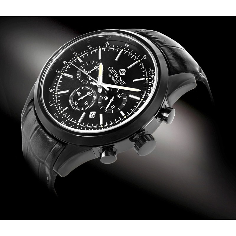 Zegarek Męski Giewont Chronograph Sapphire Czarny GW7650-A4