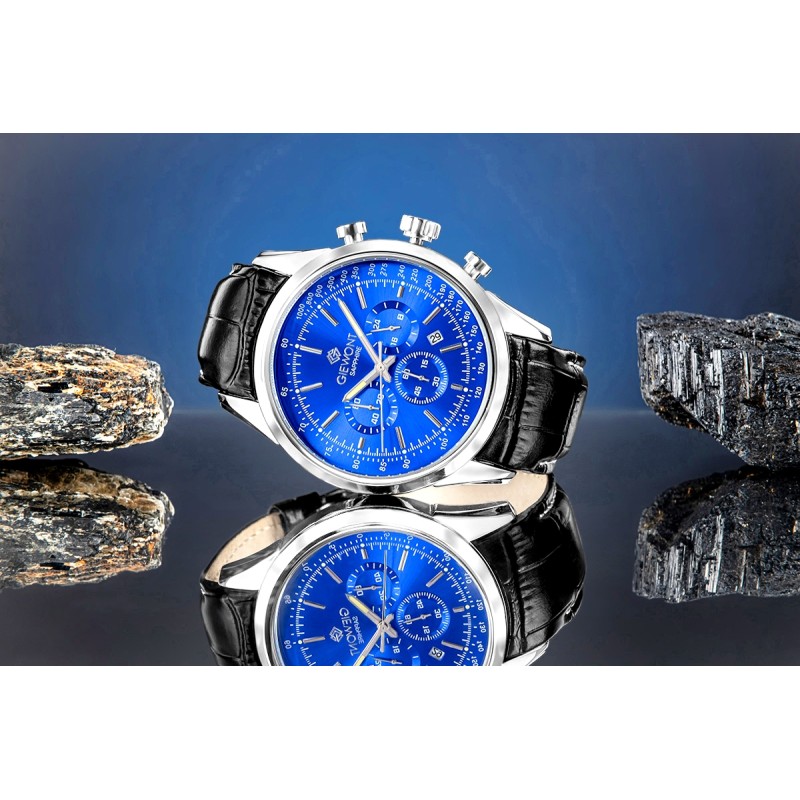 Zegarek Męski Giewont Chronograph Sapphire Srebrno Niebieski GW7650-A3