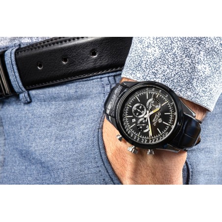 Zegarek Męski Giewont Chronograph Sapphire Czarny GW7650-A4