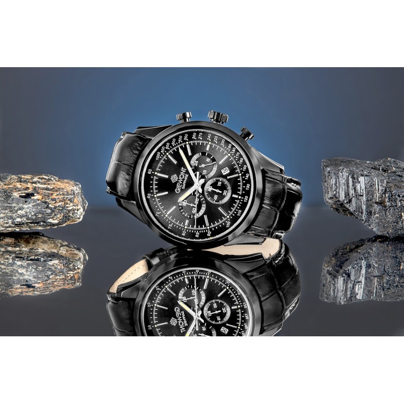 Zegarek Męski Giewont Chronograph Sapphire Czarny GW7650-A4