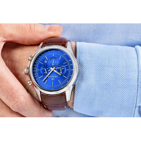 Zegarek Męski Giewont Chronograph Sapphire Srebrno Niebieski GW7650-A5