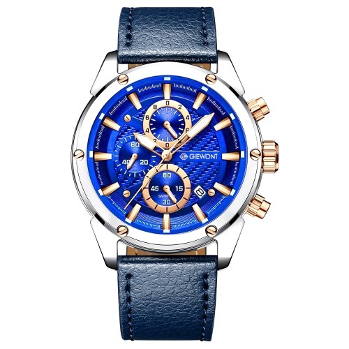 Zegarek Męski Giewont Chronograph Sapphire Srebrno Niebieski GW8810-A2