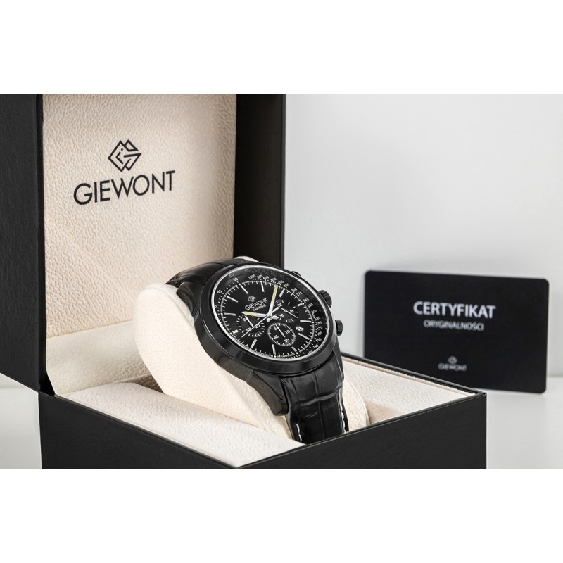 Zegarek Męski Giewont Chronograph Sapphire Czarny GW7650-A4
