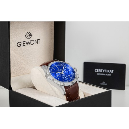 Zegarek Męski Giewont Chronograph Sapphire Srebrno Niebieski GW7650-A5