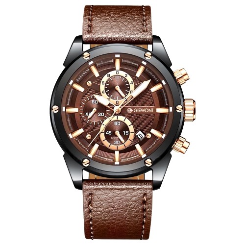 Zegarek Męski Giewont Chronograph Sapphire Czarno Brązowy GW8810-A3