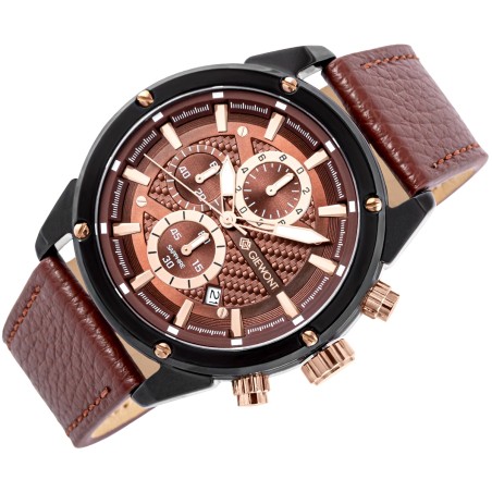 Zegarek Męski Giewont Chronograph Sapphire Czarno Brązowy GW8810-A3