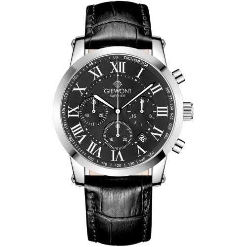 Zegarek Męski Giewont Chronograph Sapphire Srebrno Czarny GW6260-A2