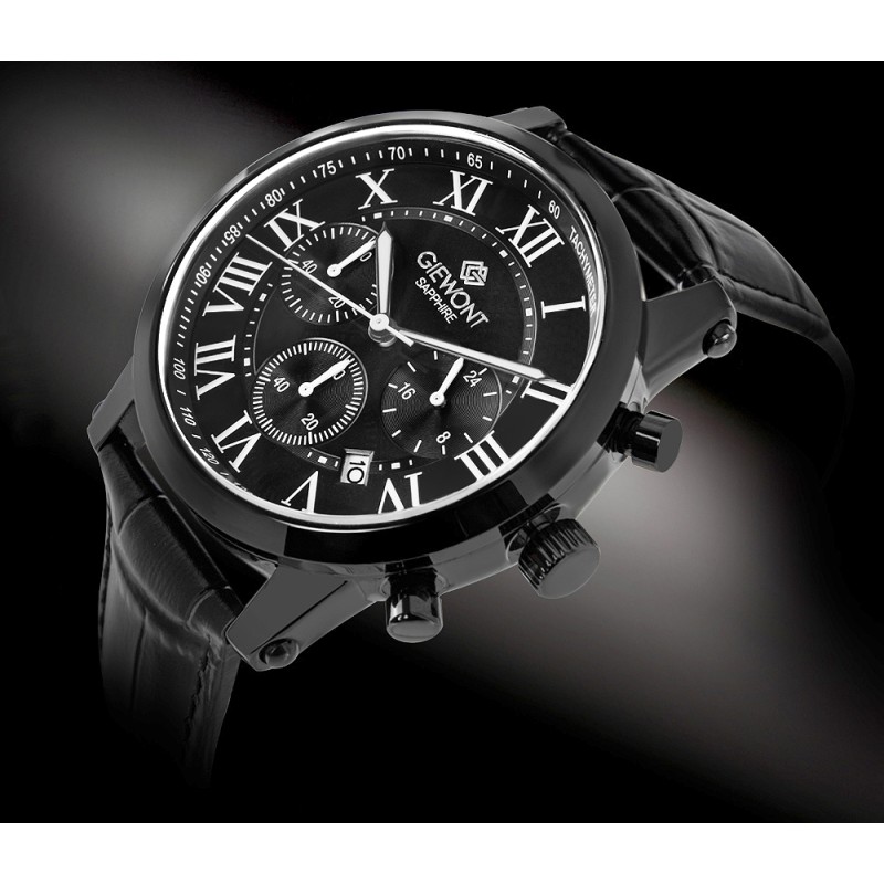 Zegarek Męski Giewont Chronograph Sapphire Czarny GW6260-A3