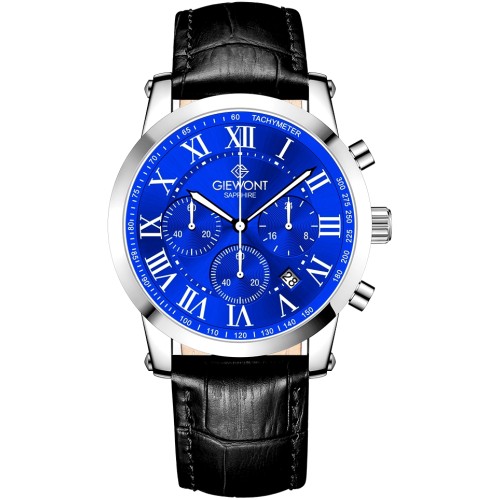 Zegarek Męski Giewont Chronograph Sapphire Srebrno Niebieski GW6260-A4