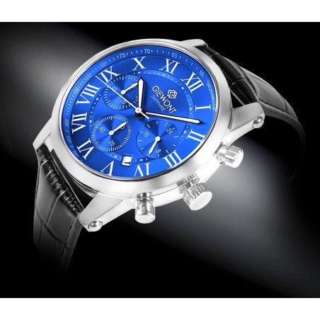 Zegarek Męski Giewont Chronograph Sapphire Srebrno Niebieski GW6260-A4