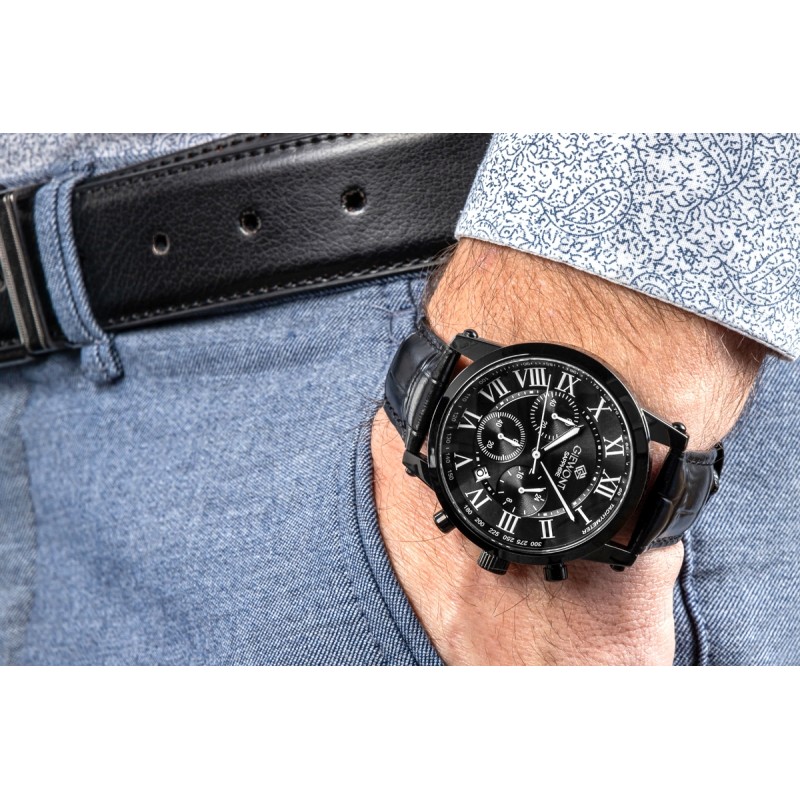 Zegarek Męski Giewont Chronograph Sapphire Czarny GW6260-A3