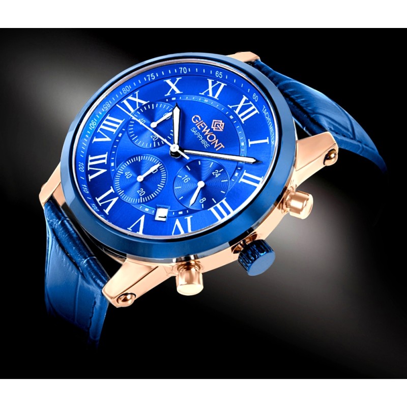 Zegarek Męski Giewont Chronograph Sapphire Miedziano Niebieski GW6260-A5