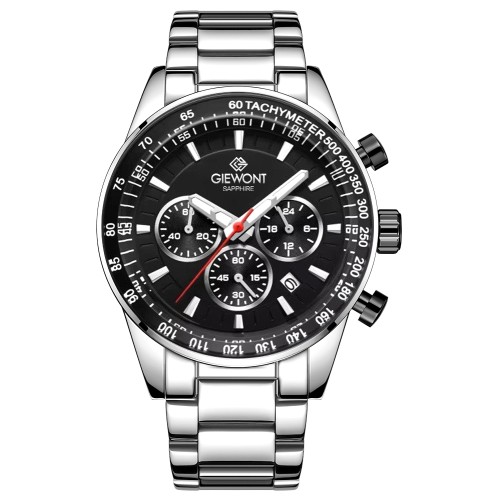 Zegarek Męski Giewont Chronograph Sapphire Srebrno Czarny GW9140-B1