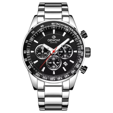 Zegarek Męski Giewont Chronograph Sapphire Srebrno Czarny GW9140-B1