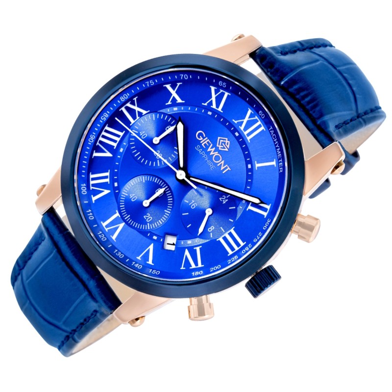 Zegarek Męski Giewont Chronograph Sapphire Miedziano Niebieski GW6260-A5