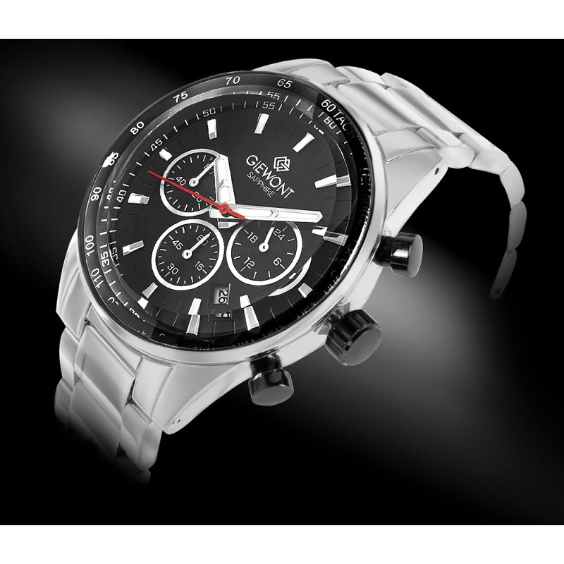 Zegarek Męski Giewont Chronograph Sapphire Srebrno Czarny GW9140-B1