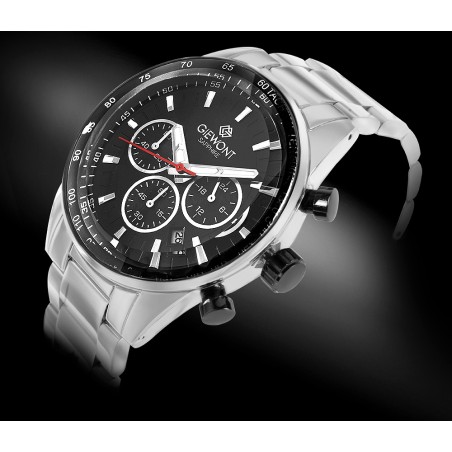Zegarek Męski Giewont Chronograph Sapphire Srebrno Czarny GW9140-B1