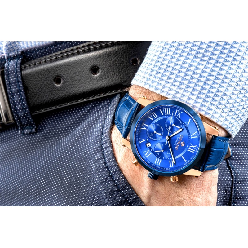 Zegarek Męski Giewont Chronograph Sapphire Miedziano Niebieski GW6260-A5