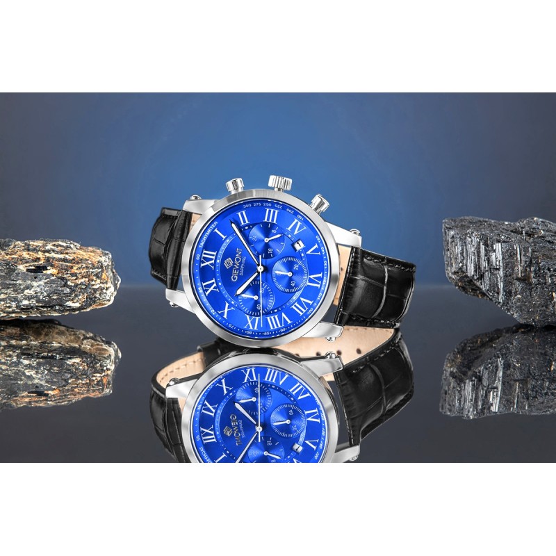 Zegarek Męski Giewont Chronograph Sapphire Srebrno Niebieski GW6260-A4
