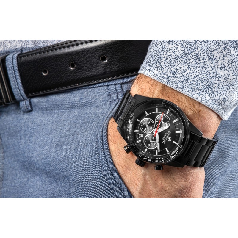 Zegarek Męski Giewont Chronograph Sapphire Czarny GW9140-B2