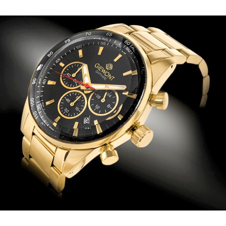 Zegarek Męski Giewont Chronograph Sapphire Złoto Czarny GW9140-B4