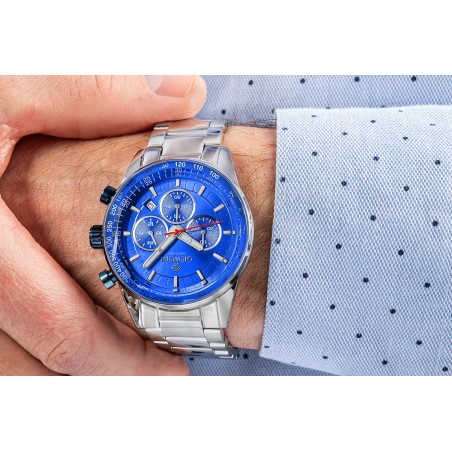 Zegarek Męski Giewont Chronograph Sapphire Srebrno Niebieski GW9140-B3