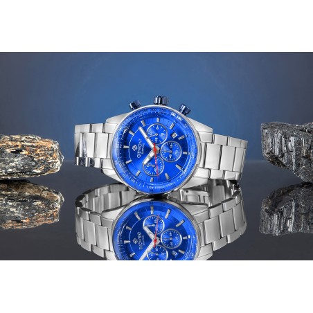 Zegarek Męski Giewont Chronograph Sapphire Srebrno Niebieski GW9140-B3