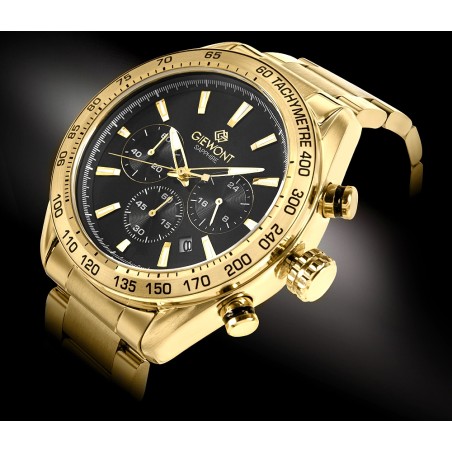 Zegarek Męski Giewont Chronograph Sapphire Złoto Czarny GW9580-B4