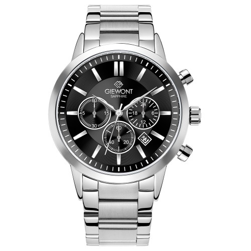 Zegarek Męski Giewont Chronograph Sapphire Srebrno Czarny GW8510-B1