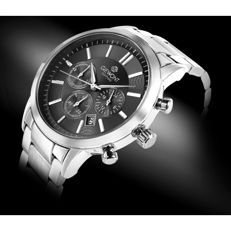 Zegarek Męski Giewont Chronograph Sapphire Srebrno Czarny GW8510-B1
