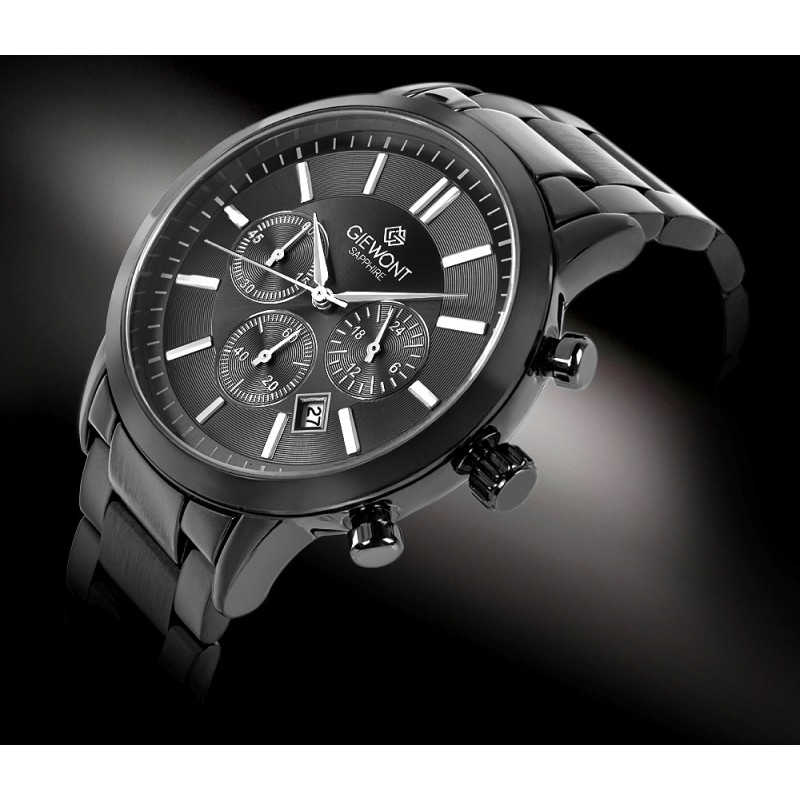Zegarek Męski Giewont Chronograph Sapphire Czarny GW8510-B2