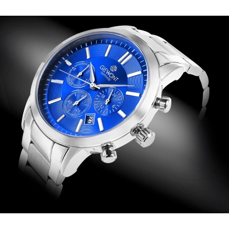 Zegarek Męski Giewont Chronograph Sapphire Srebrno Niebieski GW8510-B3