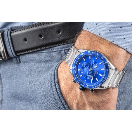 Zegarek Męski Giewont Chronograph Sapphire Srebrno Niebieski GW9580-B3