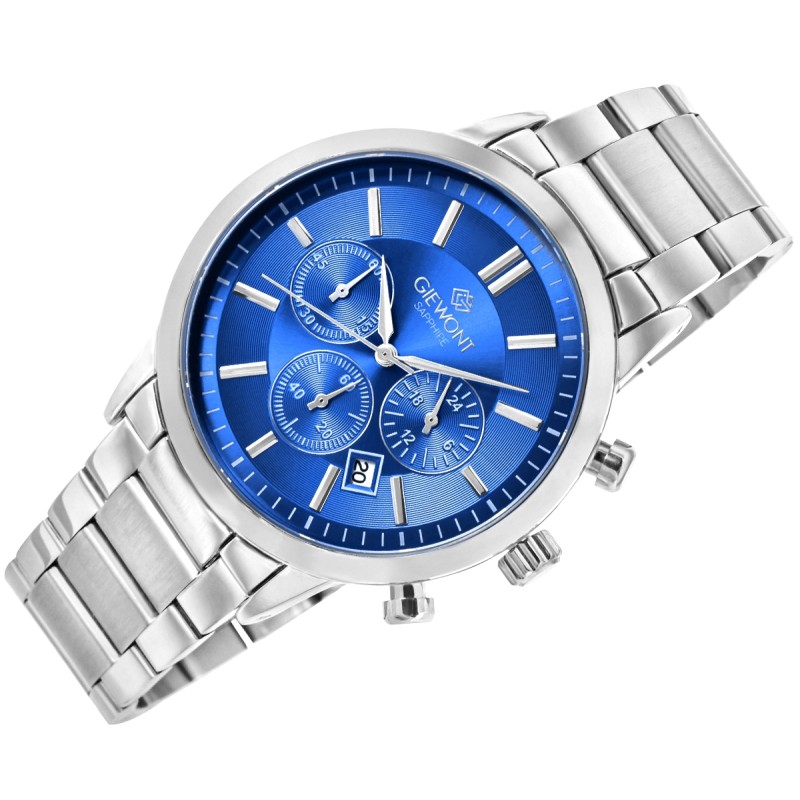 Zegarek Męski Giewont Chronograph Sapphire Srebrno Niebieski GW8510-B3