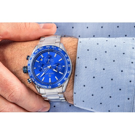 Zegarek Męski Giewont Chronograph Sapphire Srebrno Niebieski GW9580-B3