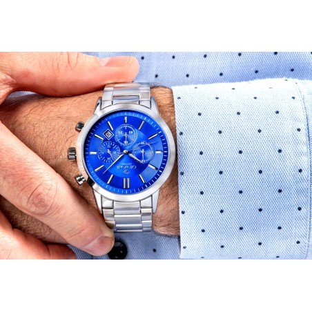 Zegarek Męski Giewont Chronograph Sapphire Srebrno Niebieski GW8510-B3