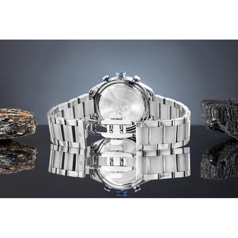 Zegarek Męski Giewont Chronograph Sapphire Srebrno Niebieski GW9580-B3