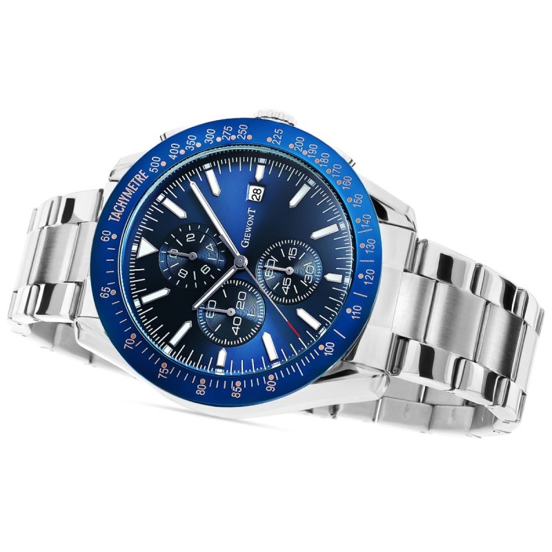 Zegarek Męski GIEWONT PrimeChrono GW8620-2 Chronograf Silver/Blue